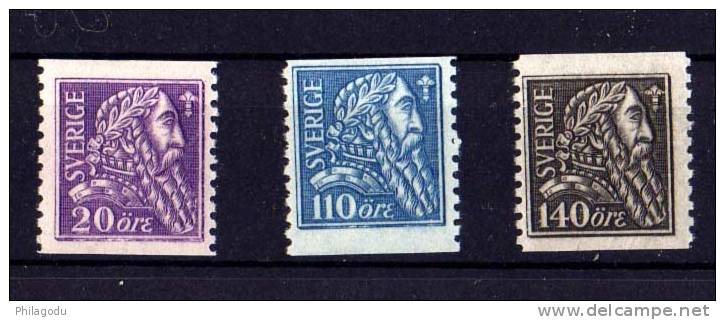 Suède 1921, Gustave 1er Vasa, N°  151 /153*     Yv= 120 € - Nuevos