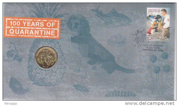 Australia-2008 100 Years Of Quarantine Coin Cover - Primo Giorno D'emissione (FDC)