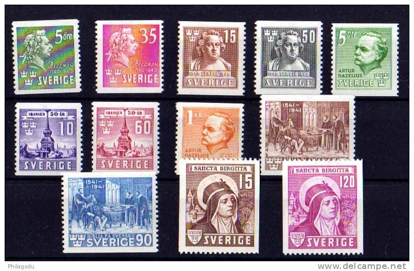 Suède , Année 1940 Complète, Année 1941  *   Cote 134 € - Unused Stamps