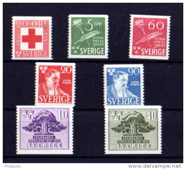 Suède 1945, Année Complète, 80° De La Croix-Rouge Suédoise, Viktor Rydberg, - Unused Stamps