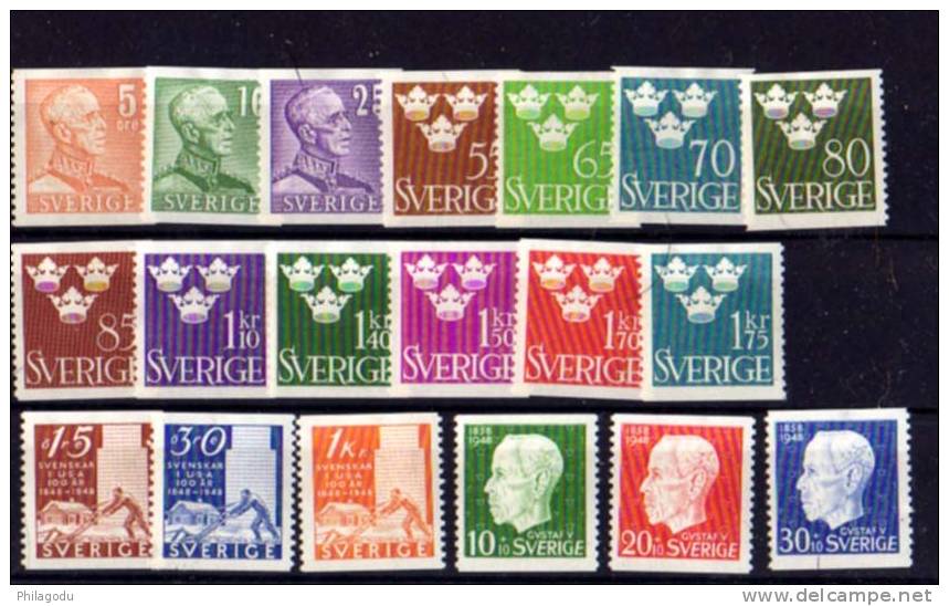 Suède 1948 * , Gustave V,  Pionniers Suédois Aux USA Cote Yv. 51,75 * - Unused Stamps