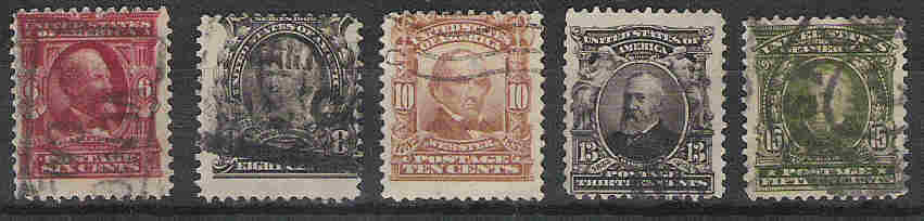 USA, 1902, MI 138-147 ALL XA EXCEPT 139 IMPERFORATED LEFT SIDE AND 149 WITH SMALL TEAR ON TOP  ALL @ - Gebraucht