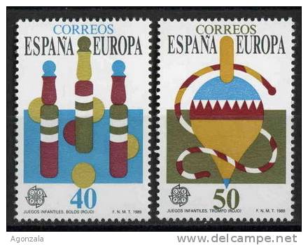 SERIE TIMBRES ESPAGNE NOUVEAUX 1989 EUROPA CEPT JEUX INFANTILES - BOWLING TROMPO - 1989