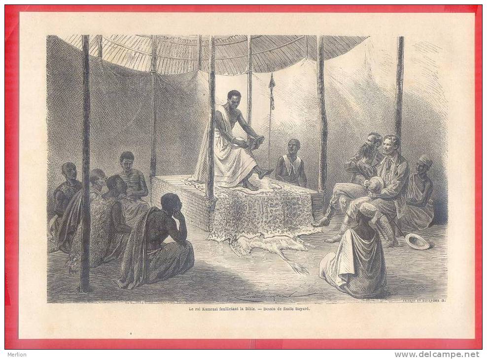 Africa -Nile -  Kamrasi  1862  Gravur -Wood Engraving - DG188 - Estampes & Gravures
