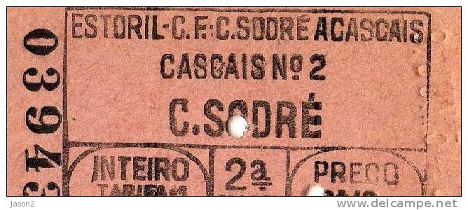 BILLETS DE TRAIN ESTORIL  2e Classe - Otros & Sin Clasificación