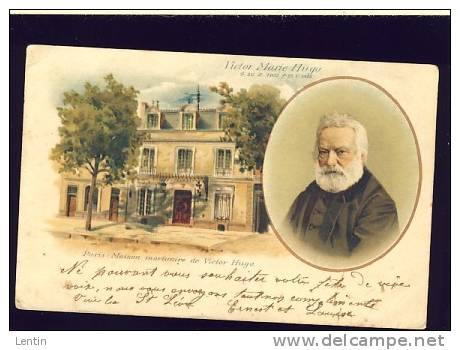 LITTERATURE / Maison Mortuaire De Victor Hugo (portrait En Médaillon) Carte En Chromolitho - Filosofie