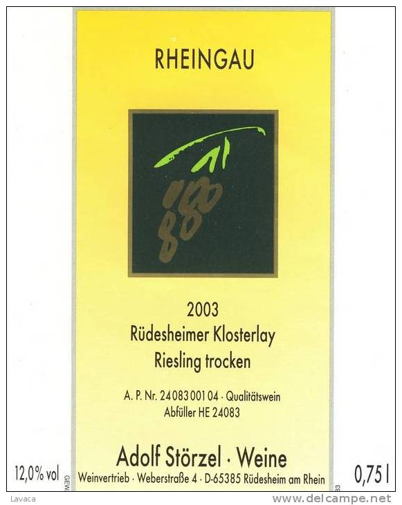 Etiquette De Vin Neuve D´ALLEMAGNE 2003 - Riesling