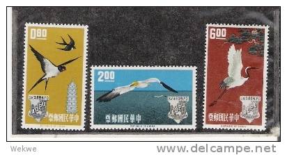 Mtai015/ TAIWAN -  Postunion 1963, 3 Vogelarten (birds) Mi. 485/7 ** MNH - Ungebraucht