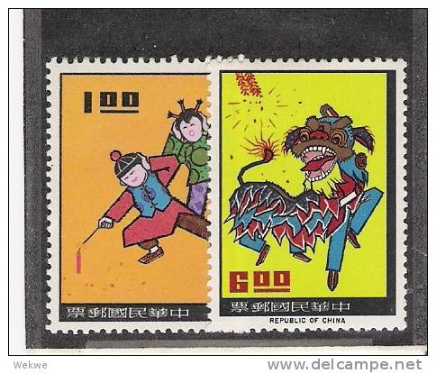 Mtai016/  TAIWAN - Drachentanz. Kinder Mit Feuerwerk 1965. Mi. 589/90 ** MNH - Unused Stamps