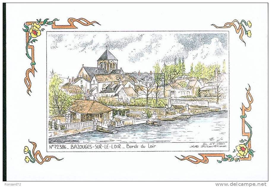 72 BAZOUGES-SUR-LE-LOIR - Bords Du Loir  - Illustration Yves Ducourtioux - Altri & Non Classificati