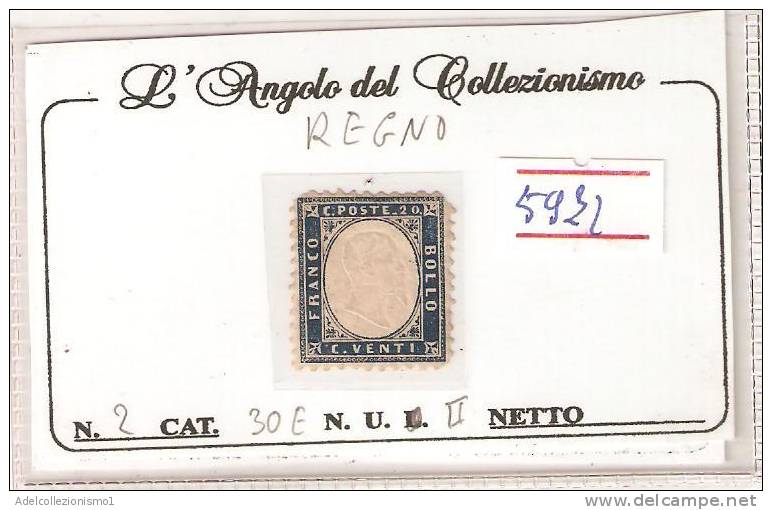 5972)  Francobollo Da 20c..   N. 2 Linguellato II° Scelta - Mint/hinged