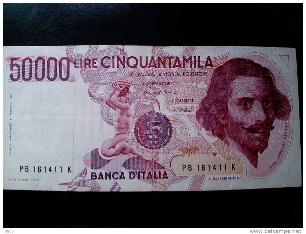 REPUBBLICA ITALIANA - LIRE 50000  BERNINI 1° TIPO  ANNO 28/10/1985 - 50000 Lire