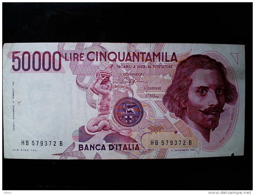 REPUBBLICA ITALIANA - LIRE 50000  BERNINI 1° TIPO  ANNO 28/10/1985 - 50000 Liras