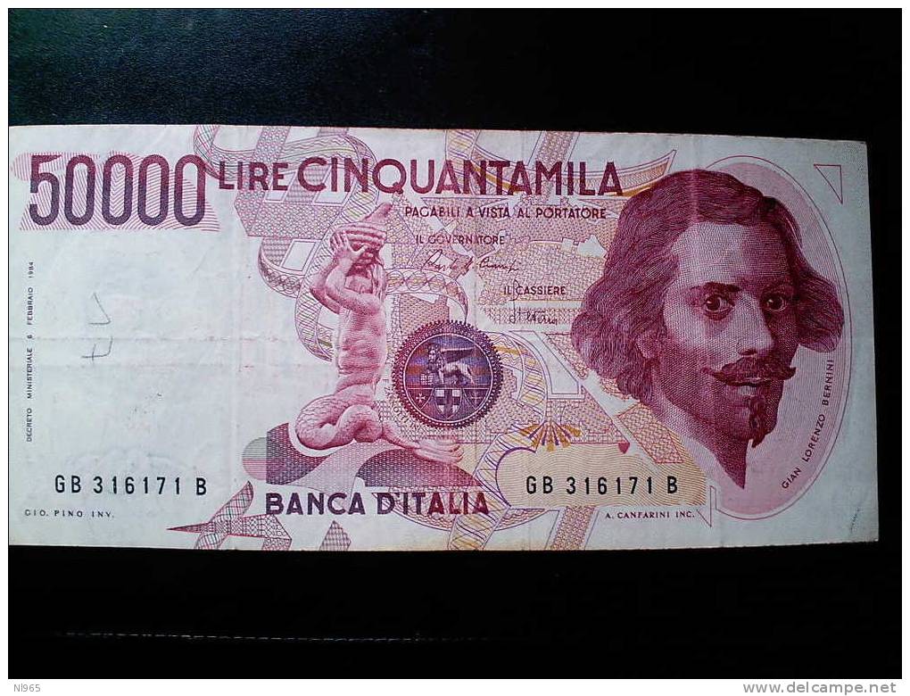 REPUBBLICA ITALIANA - LIRE 50000  BERNINI 1° TIPO  ANNO 28/10/1985 - 50.000 Lire