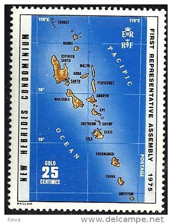 BRITISH NEW HEBRIDES MAP OF NH SET OF 1 STAMP 25 CENTIMES MINT ISSUED 1975  READ DESCRIPTION !! - Ungebraucht