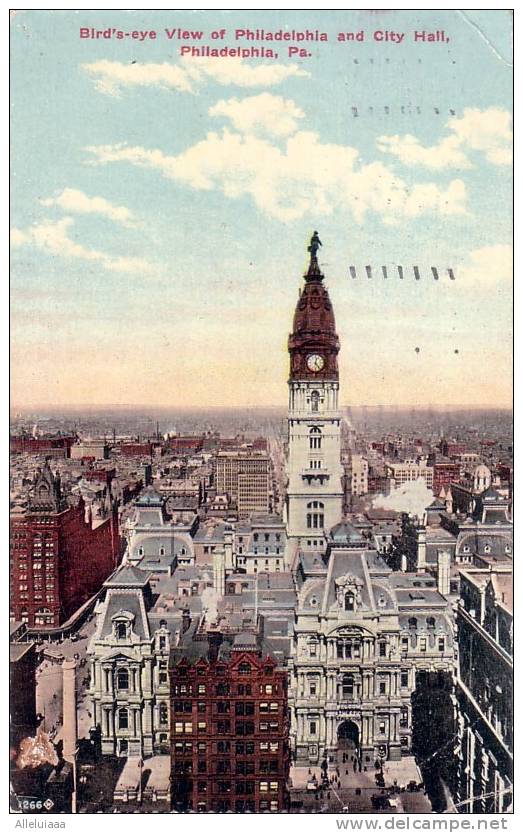 CPA Belle Carte Postale Wiew Of PHILADELPHIA - Bird's Eye City Hall - Tampon Philadelphia 1911 - Philadelphia