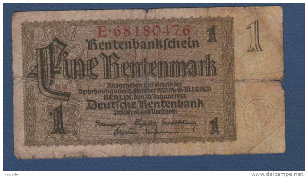 BILLET DE EIN RETENMARK 1937 - Sonstige & Ohne Zuordnung