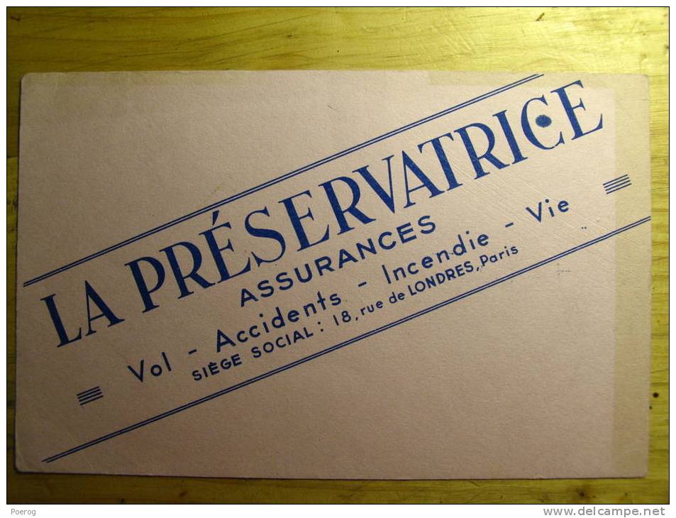 ANCIEN BUVARD DES ASSURANCES LA PRESERVATRICE PARIS Asurance - Bank & Insurance