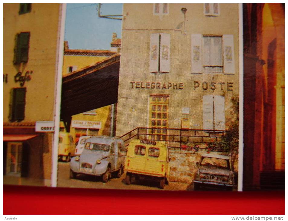 2 Camionnettes 2 CV, Ami 6  Devant La Poste De Saint  Félicien  - Ardèche - Bar Du Nord, Hôtel Du Midi - Transporter & LKW