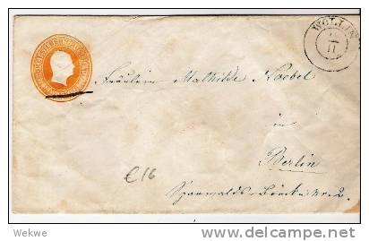 Pre156/ PREUSSEN - GA-Friedrich Wilhelm Links, Aus Wollin, Federstrich-Entwertung - Postal  Stationery