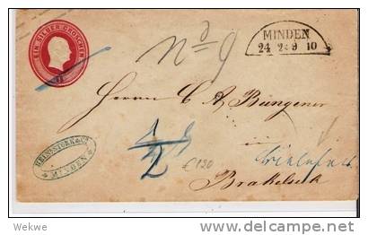 Pre165/ Ganzsache  Minden 1858, Segmentstempel - Interi Postali
