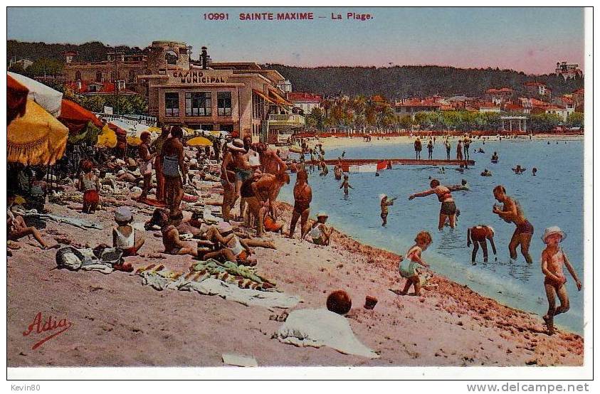 83 SAINTE MAXIME SUR MER La Plage Cpa Animée Couleur - Sainte-Maxime