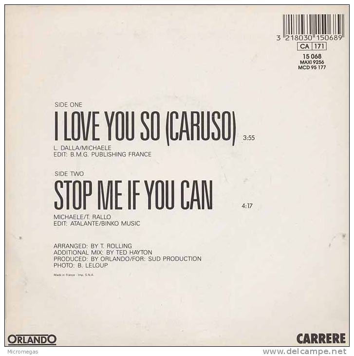 45T  J.J. Victoria : I Love You So (Caruso) - Soul - R&B