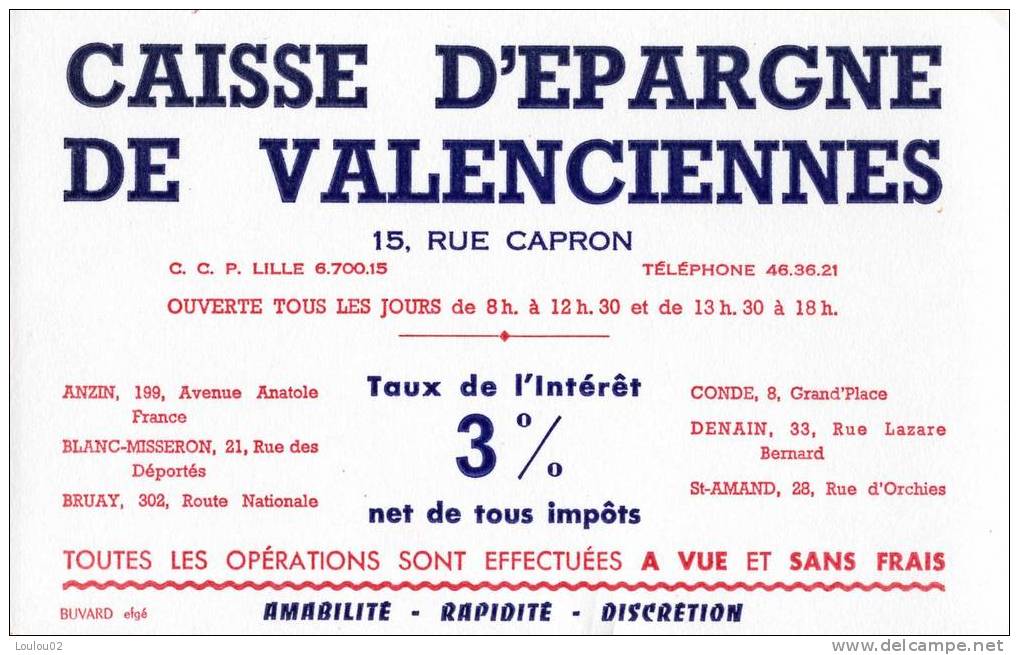 CAISSE D´EPARGNE ET DE PREVOYANCE De Valenciennes - état Neuf - Banque & Assurance