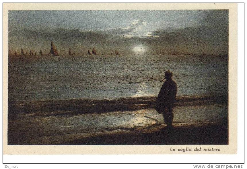 Controluce - Tramonto In Spiaggia 1930 Ca "La Soglia Del Mistero" - Contre La Lumière