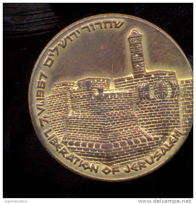 ISRAEL: LIBERATION OF JERUSALEM - Liberation De Jerusalem Le 7 /06/1967 MOSHE DAYAN YITZHAK RABIN MEDAL RARISIME - Other & Unclassified