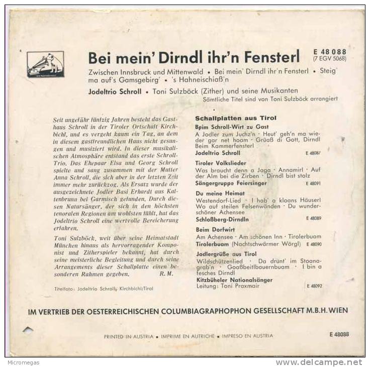 45T Jodeltrio Schroll - Sonstige - Deutsche Musik