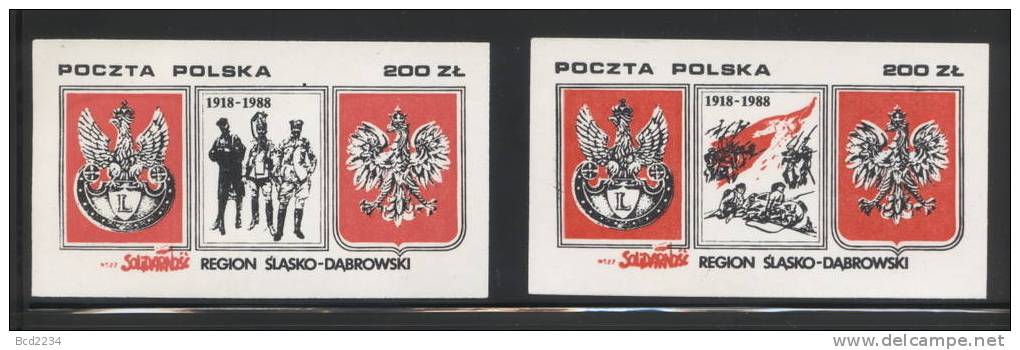 POLAND SOLIDARNOSC 70TH ANNIV OF INDEPENDENCE SET OF 2 RED MS (SOLID0237/0395) - Solidarnosc Labels
