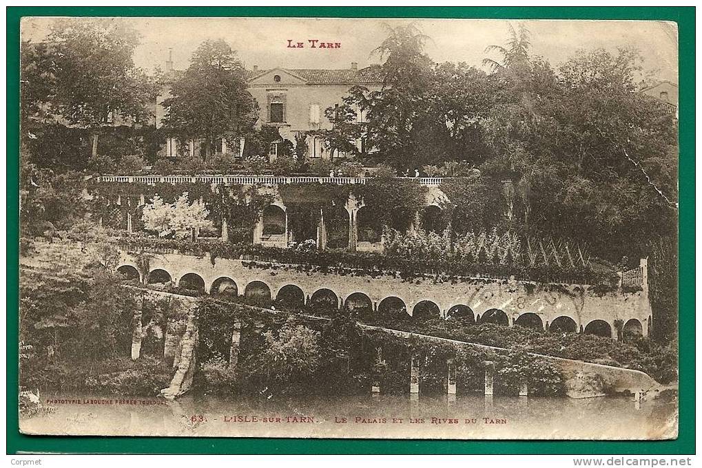 L`ISLE-sur-TARN  - Le Palais Et Les Rives Du Tarn - 1908 CPA Sent To ETATS UNIS D`AMERICA - Lisle Sur Tarn