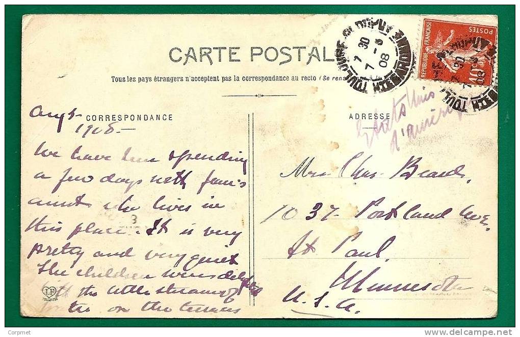 L`ISLE-sur-TARN  - Le Palais Et Les Rives Du Tarn - 1908 CPA Sent To ETATS UNIS D`AMERICA - Lisle Sur Tarn