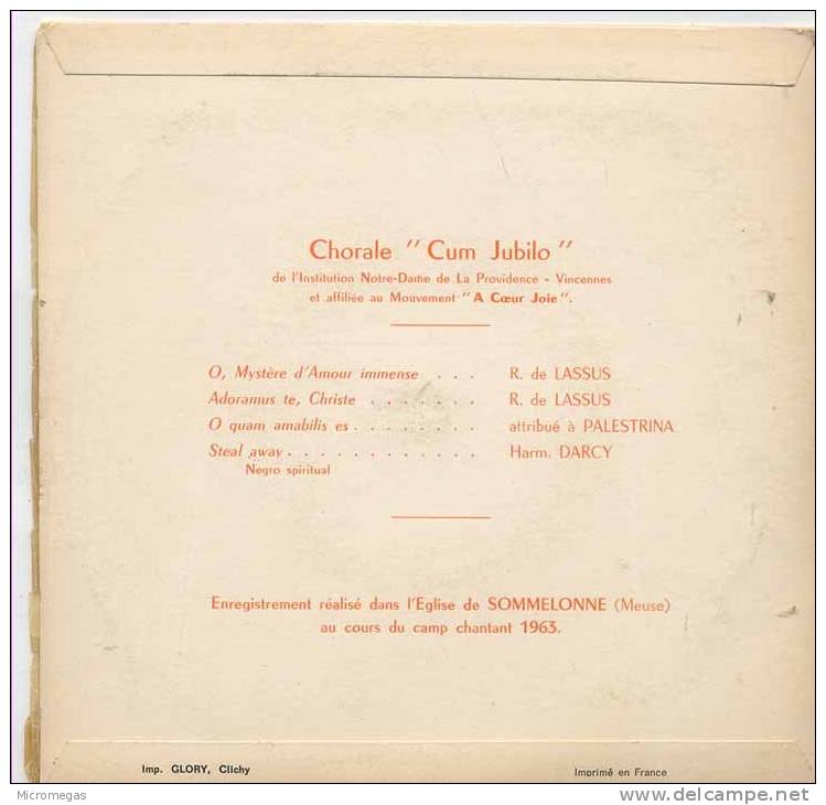 45T : Chorale "Cum Jubilo" - Classique