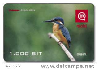 Slovenia - Mobi GSM Recharge Card - Bird - Kingfisher - Eisvogel  -  1000SIT - 31/12/2007 - Slowenien
