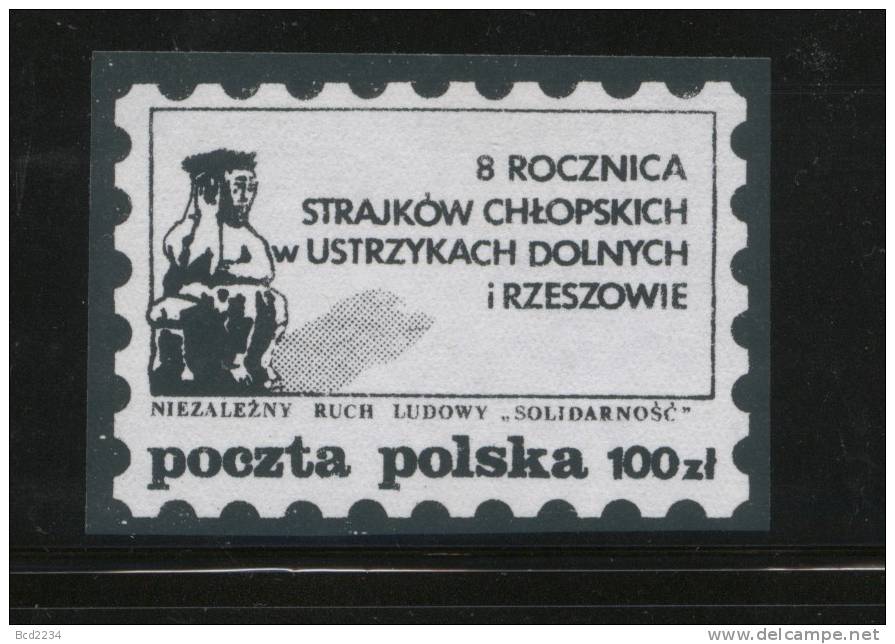POLAND SOLIDARNOSC (NIEZALEZNY RUCH LUDOWY) 8TH ANNIV OF PEASANT STRIKES USTRYKOW DOLNE & RZESZOW (SOLID 1291/0330) - Solidarnosc Labels