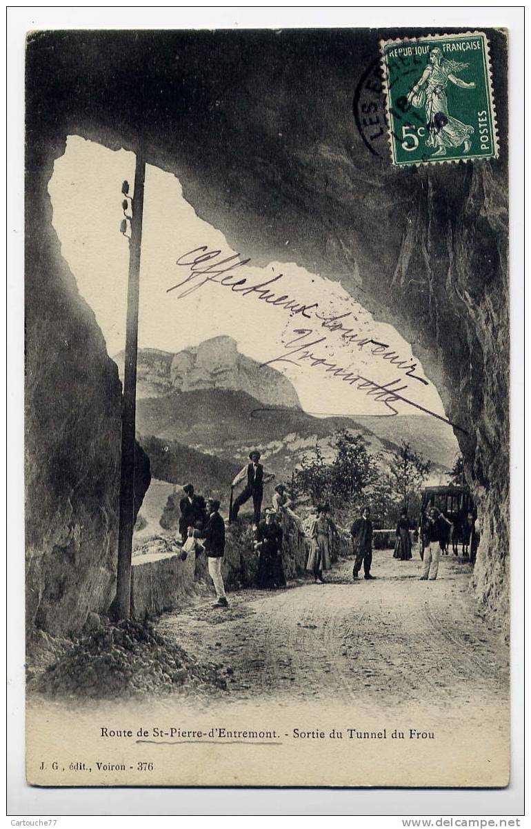 K11 - Route De SAINT-PIERRE-d'ENTREMONT - Sortie Du Tunnel De Fréou (Belle Carte Animée De 1908) - Saint-Pierre-d'Entremont