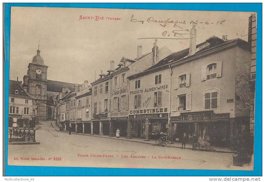 88 - SAINT DIE - Place Jules Ferry - Les Arcades. La Cathérable (TERRIER Felix Potin Brasserie) - Saint Die