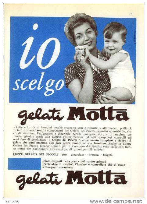 PUBBLICITA´ "GELATI  MOTTA"-1960-ADVERTISING- - Pubblicitari