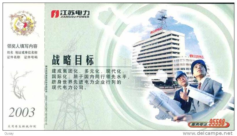 Jiangsu Power Construction Electricity   ,   Pre-stamped Card, Postal Stationery - Electricity