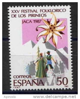 SERIE TIMBRES ESPAGNE NOUVEAUX 1987 FESTIVAL FOLKLORIQUE LES PYRÉNÉES - JACA 87 - COMBINAISONS RÉGIONALES - FLEUR  DANSE - Danse