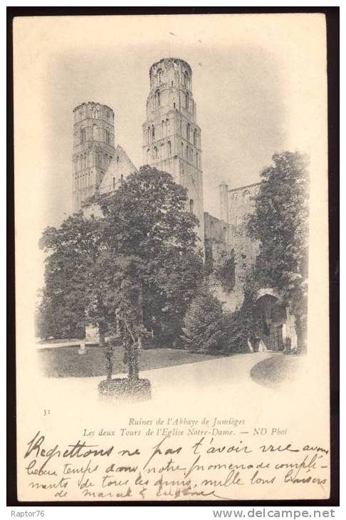 CPA  JUMIEGES  Ruines De L'Abbaye, Les Deux Tours De L'Eglise Notre Dame - Jumieges