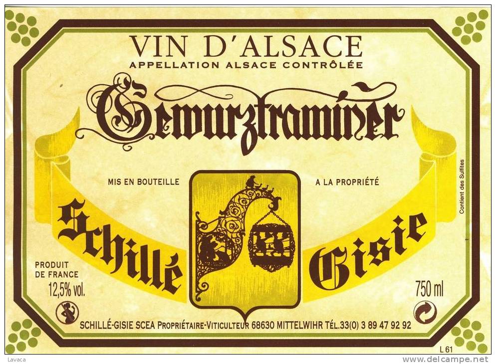 Etiquette De Vin D´ALSACE Gewurztraminer - Gewurztraminer