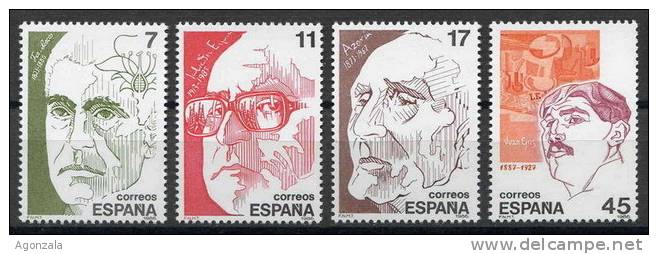 SERIE TIMBRES ESPAGNE NOUVEAUX 1986 CENTENAIRES - AZORIN - JUAN GRIS - OTRES - Escritores