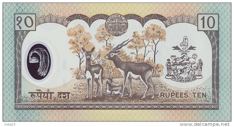 NEPAL 10 RUPEES UNC - Polimer Note --  Animal - Népal