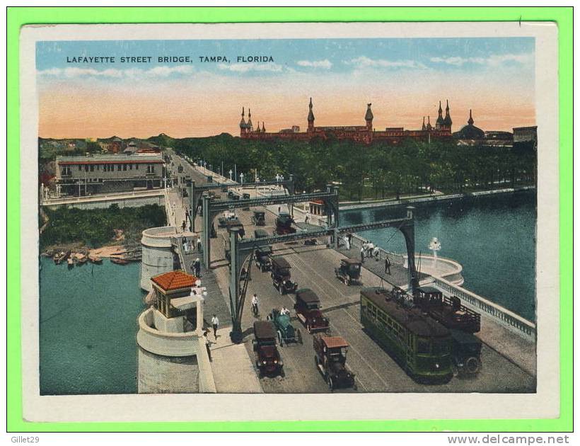 TAMPA, FL - LAFAYETTE STREET BRIDGE - ANIMATED OLD CARS - HILLSBORO NEWS CO  - - Tampa