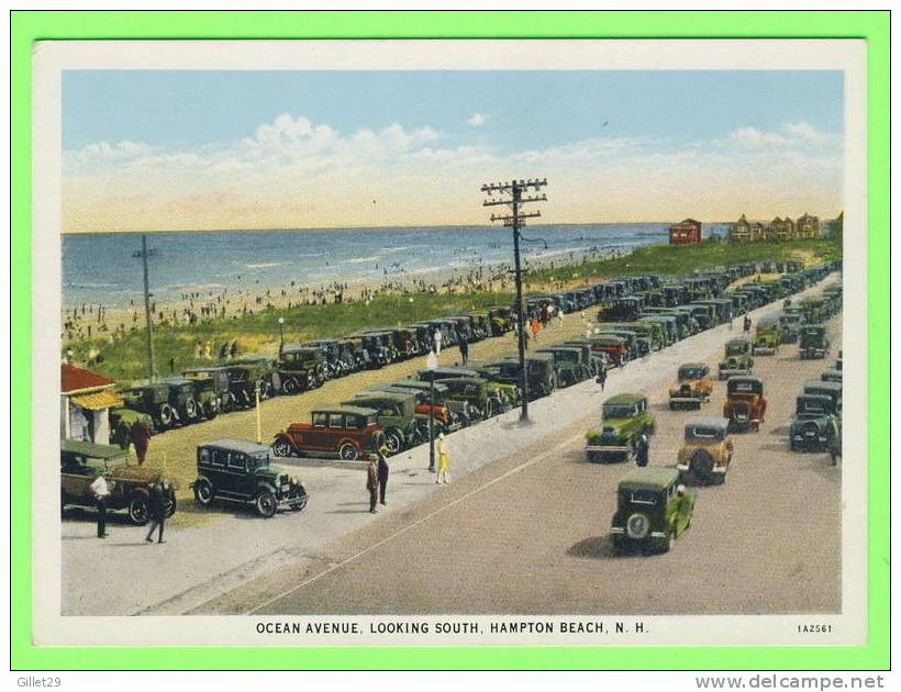 HAMPTON BEACH, NH  - OCEAN AVENUE LOOKING SOUTH - ANIMATED OLD CARS - - Andere & Zonder Classificatie