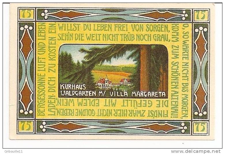 ALTENAU AN DER HARZ  -   ** 75 PFENNIG  GUTSCHEIN ** VOM 01 05 1921 BIS ZUM 01 11 1921- - Otros & Sin Clasificación