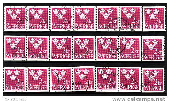 SUEDE - 340A Oblitéré (21 Timbres) Cote 3,15 Euros Depart à 10% - Used Stamps